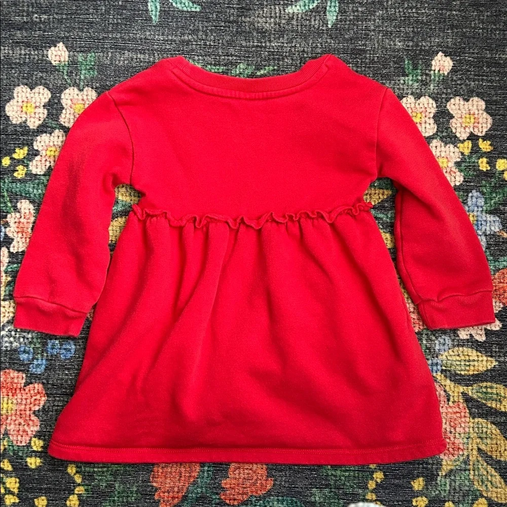 Gap Toddler Red Sweatshirt Ruffle Dress, Size 2T